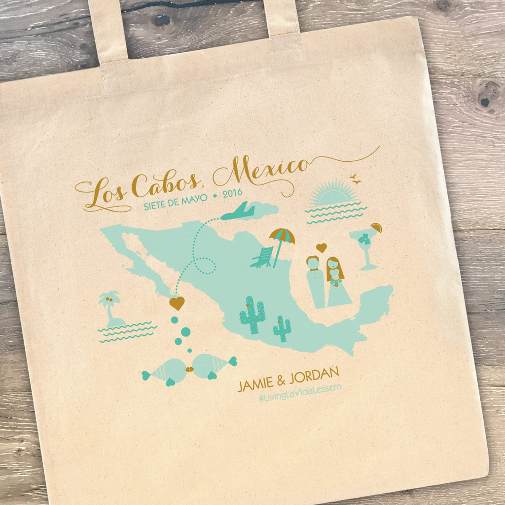 Cabo, Mexico - Custom Destination Wedding Welcome Tote Bag