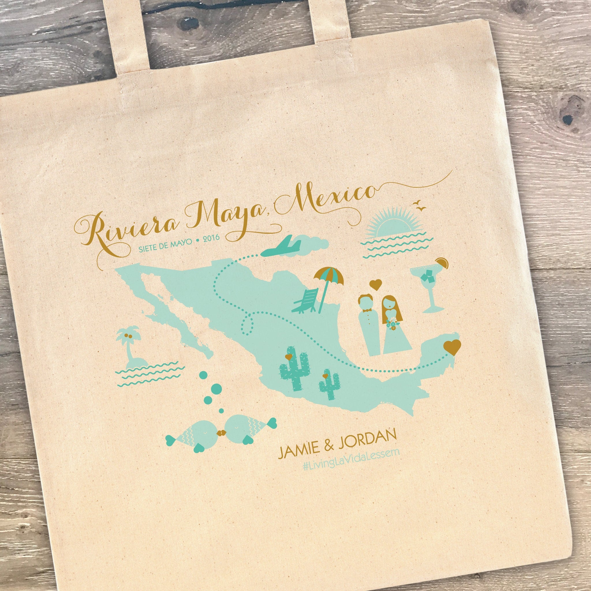 Riviera Maya, Mexico - Custom Destination Wedding Welcome Tote Bag