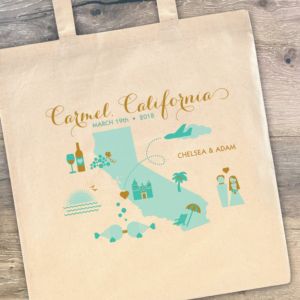 Carmel, California - Custom Destination Wedding Welcome Tote Bag