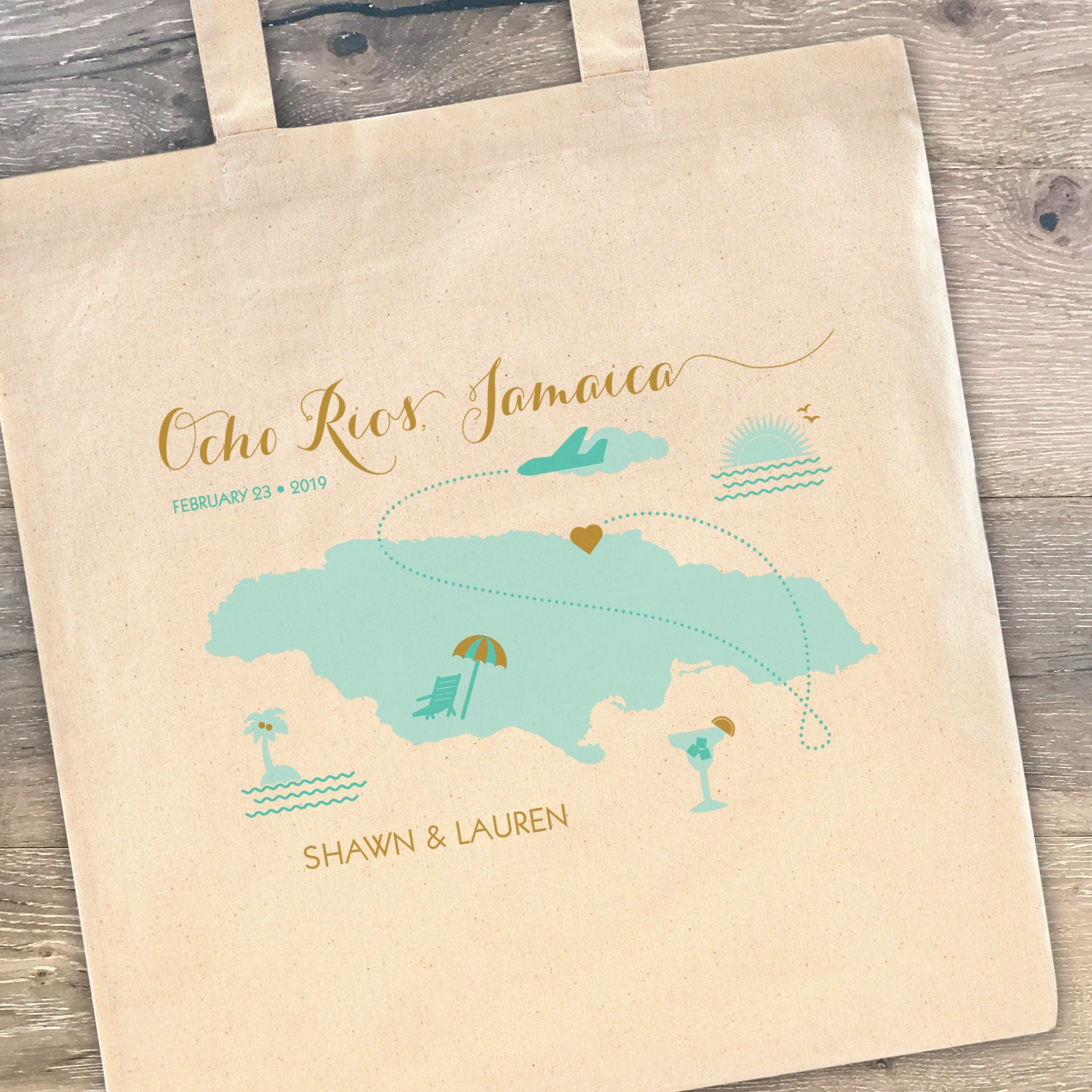 Ocho Rios, Jamaica - Custom Destination Wedding Welcome Tote Bag