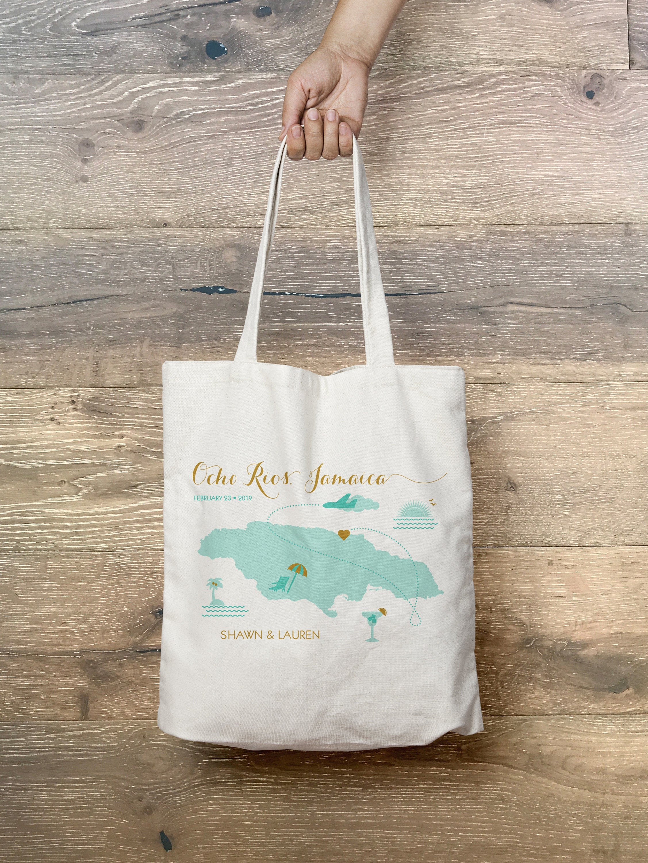 Ocho Rios, Jamaica - Custom Destination Wedding Welcome Tote Bag
